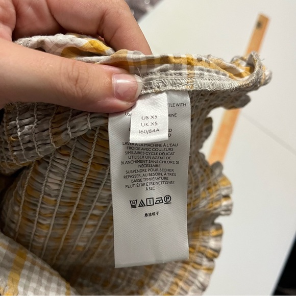 Anthropologie Maeve Smocked Back Puff Sleeve Top Yellow Extra Small XS T1 - Picture 5 of 8